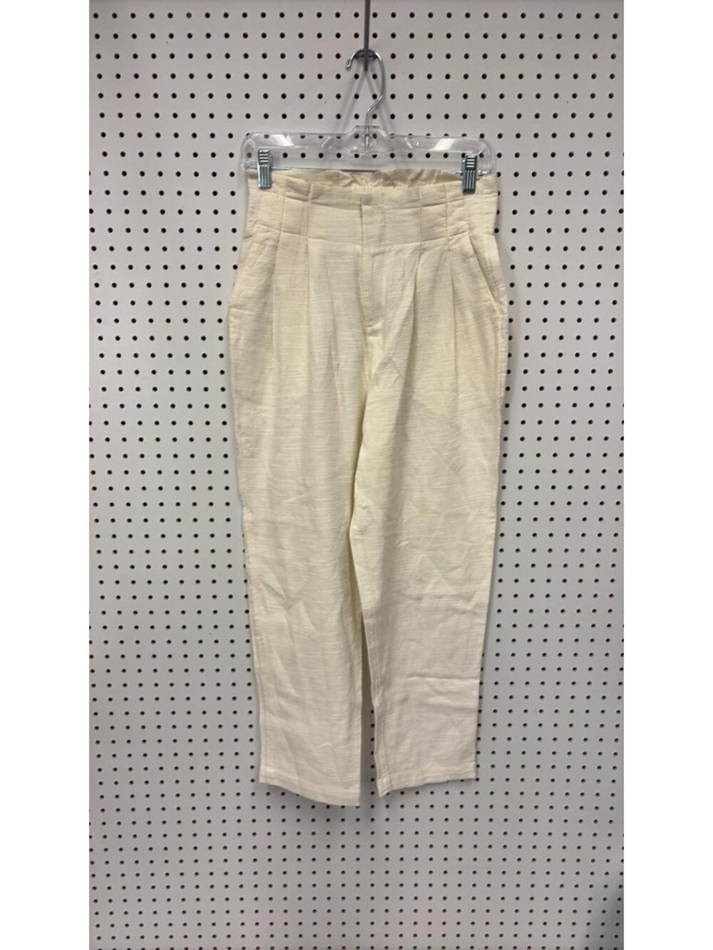 LSpace Womens Cream High-Waisted Pleated Pants 100% Cotton Size S/P